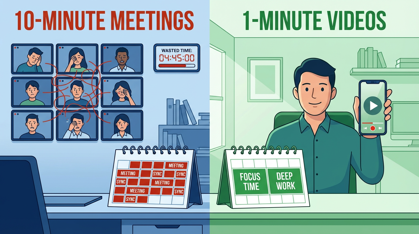 image showing 10 minutes meeting vs 1 min video camparison
