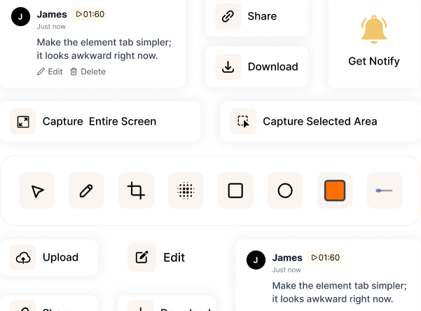 Screenshot of a screen recording tool interface with various options and icons.